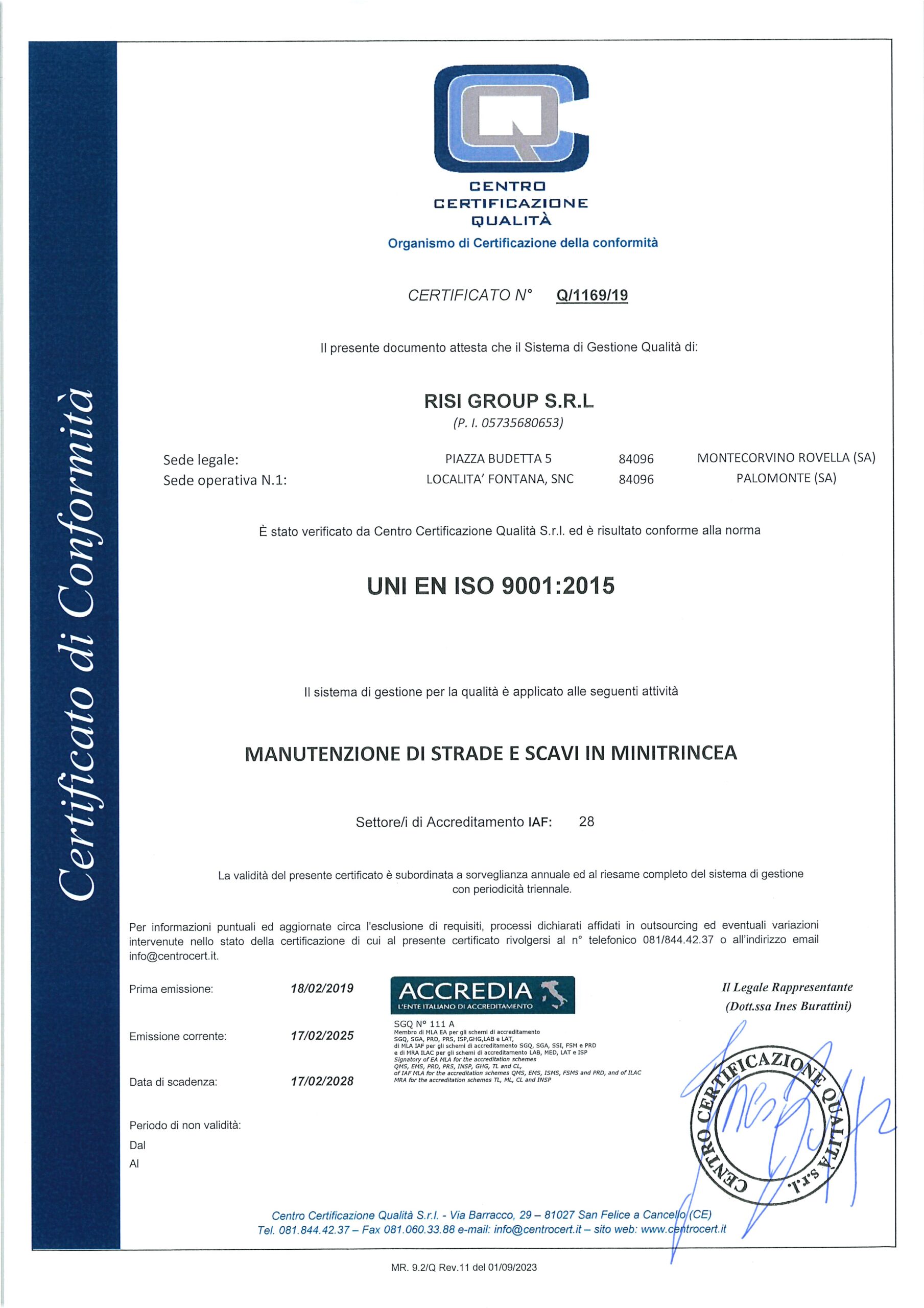 UNI EN ISO 9001:2015